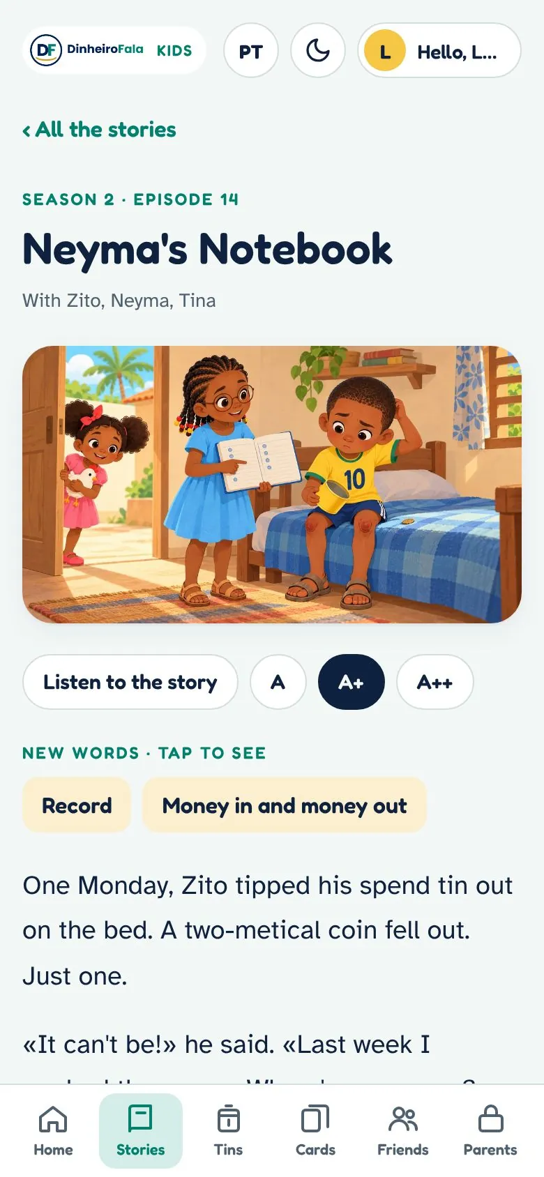 A story open on a phone