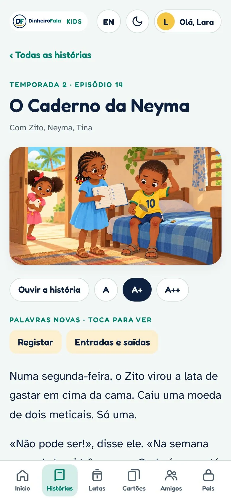 Uma história aberta no telemóvel