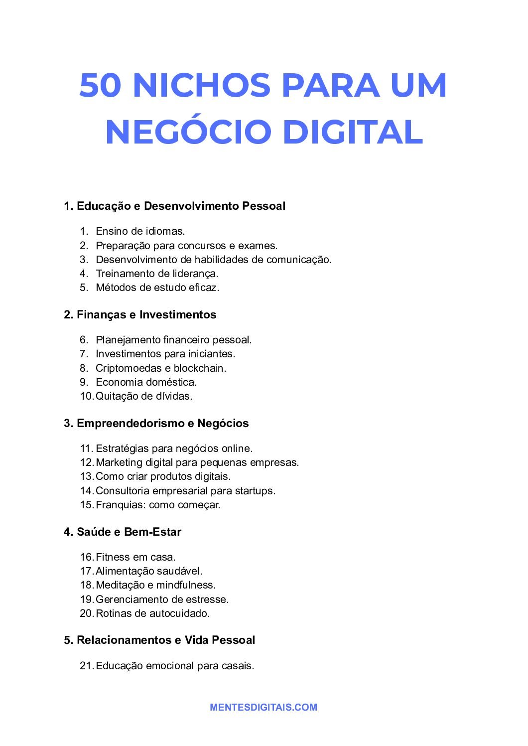 50 Nichos Lucrativos