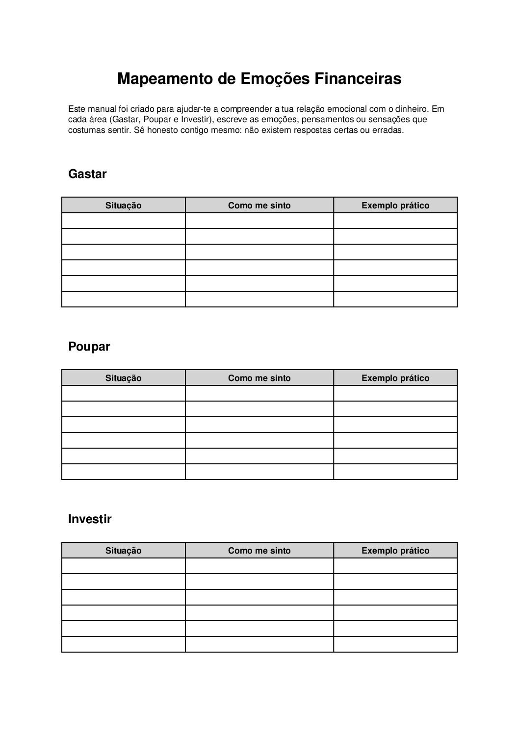 Mapeamento de Emocoes Financeiras